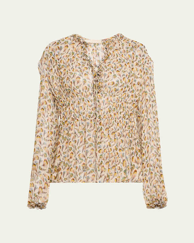 Robbie Tie-Front Silk Blouse